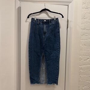 Showpo Dark Blue Denim Midi Skirt